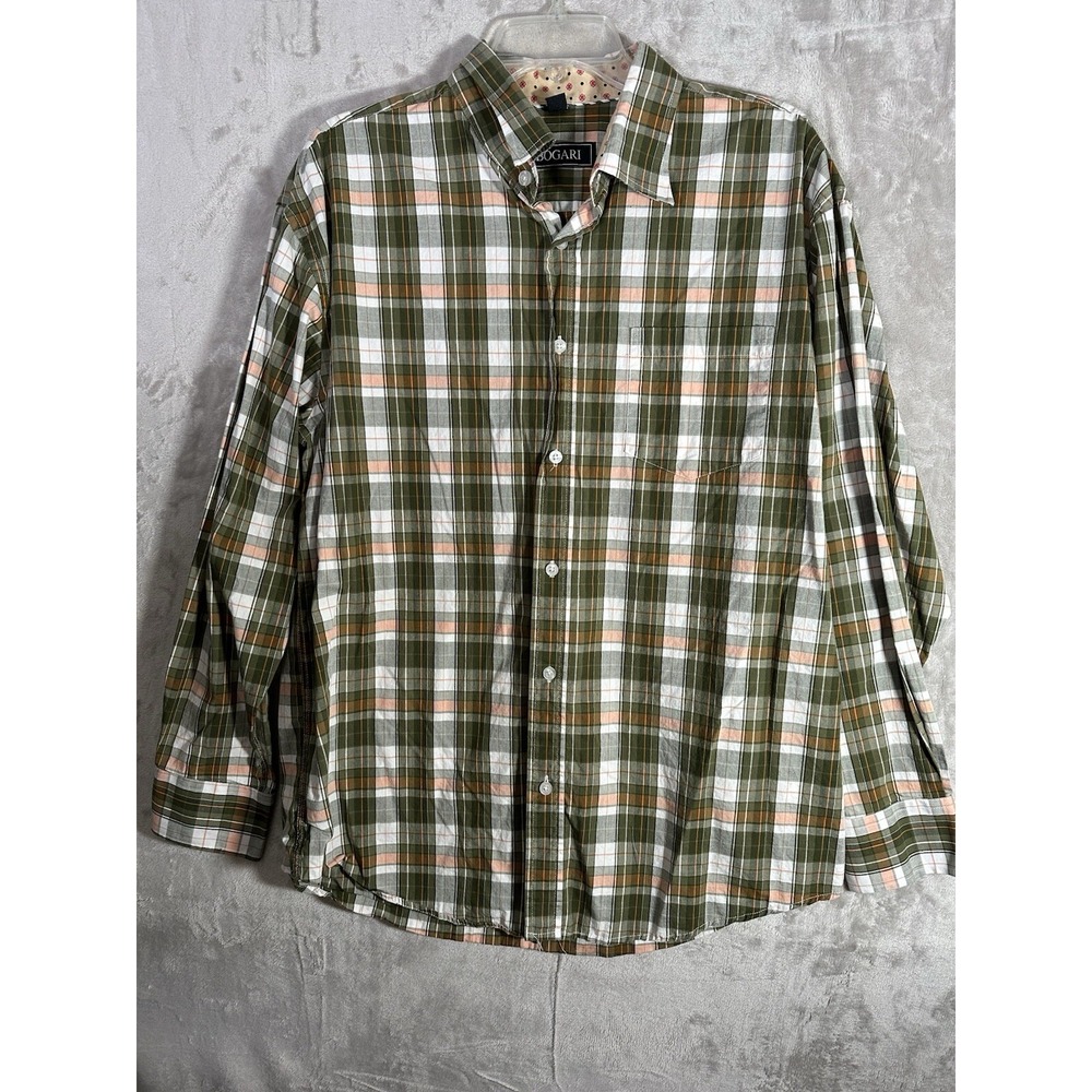 Bogari Shirt Mens Size XL  36 Multicolor Plaid‎ Button Down Collared 16 3/4